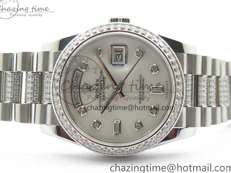 President Dial Crystal SS White Crystal Bracelet MOP on Best SS 128239 Edition Day-Date 36mm Marker A2836 BP 0117